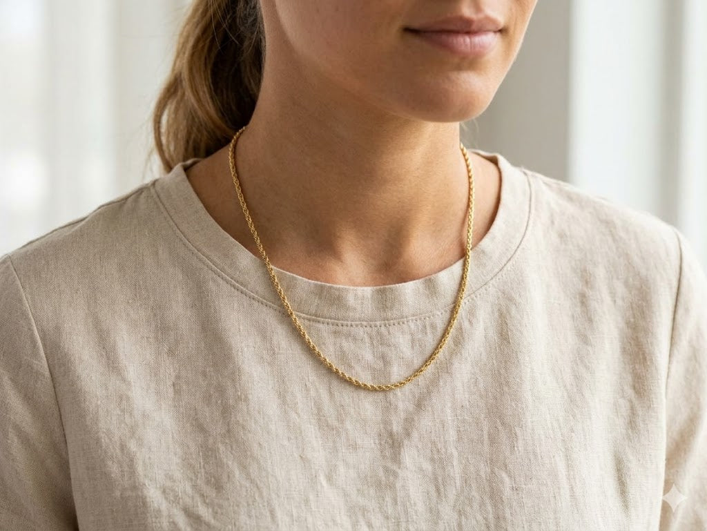 18K Yellow Gold Solid Rope Chain – 24" | 2.25mm
