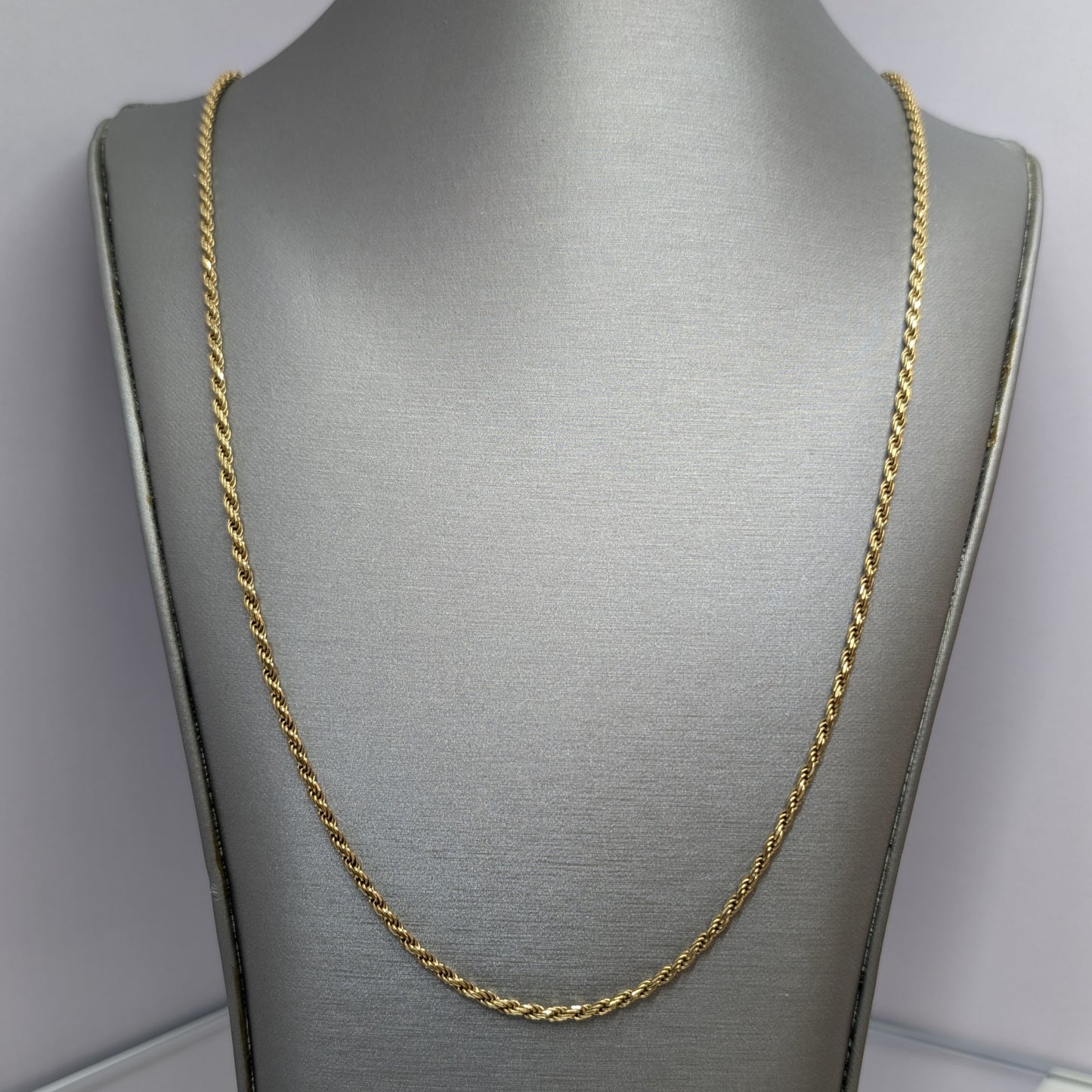 18K Yellow Gold Solid Rope Chain – 24" | 2.25mm