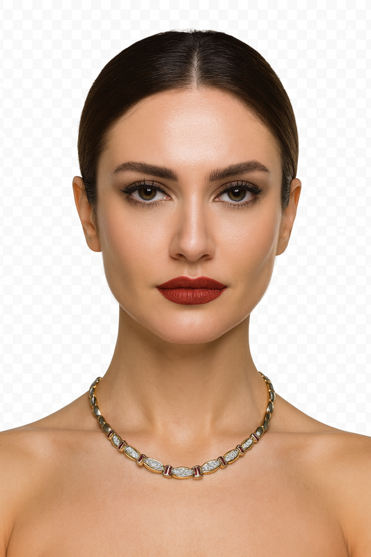 14K Yellow Gold, Diamond, and Ruby Necklace