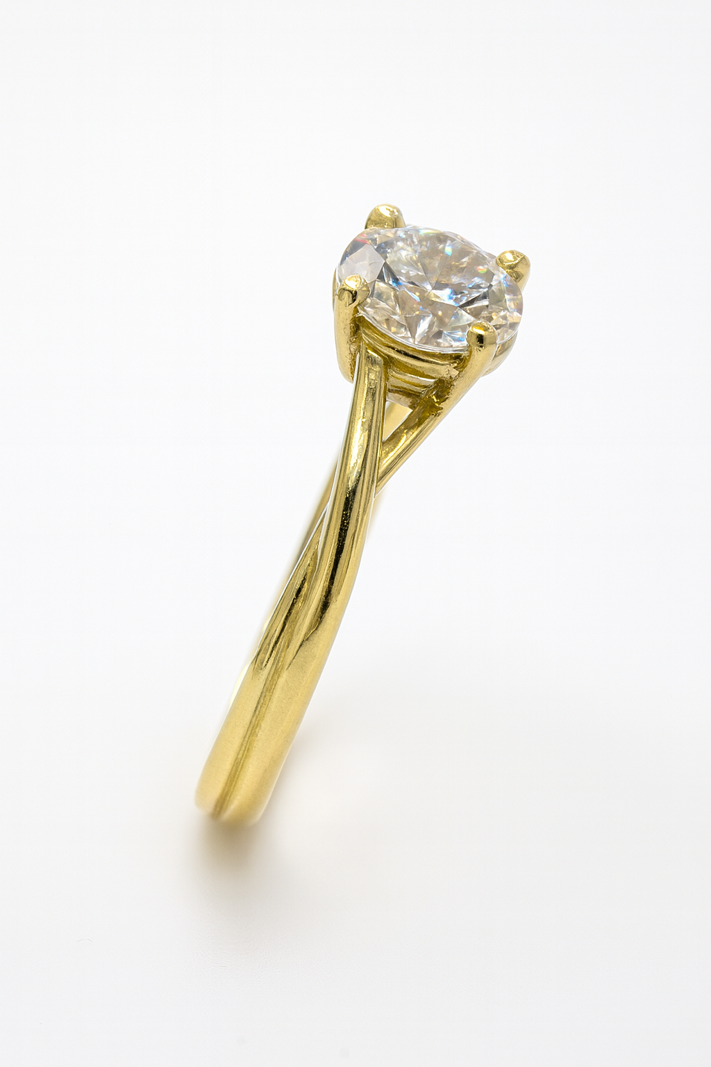 The "Infinity" Bridal Set: 18K Yellow Gold 1ct Round Lab Diamond Solitaire & Pave Wedding Band