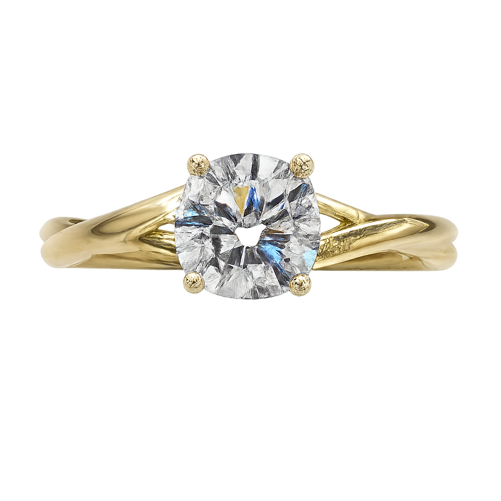 The "Infinity" Bridal Set: 18K Yellow Gold 1ct Round Lab Diamond Solitaire & Pave Wedding Band