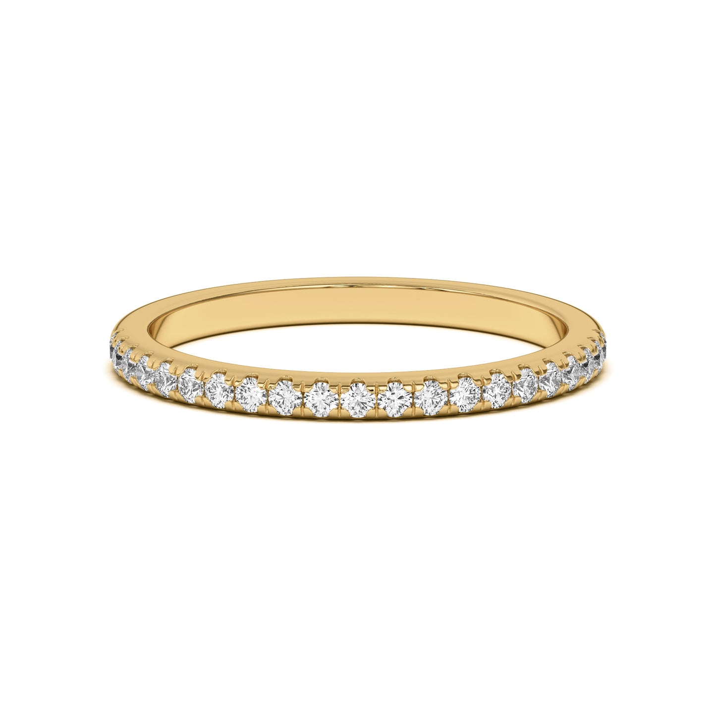 The "Infinity" Bridal Set: 18K Yellow Gold 1ct Round Lab Diamond Solitaire & Pave Wedding Band