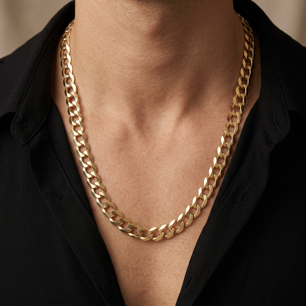 14K Yellow Gold Curb Link Chain Necklace | 24″, 7mm, 38.2g