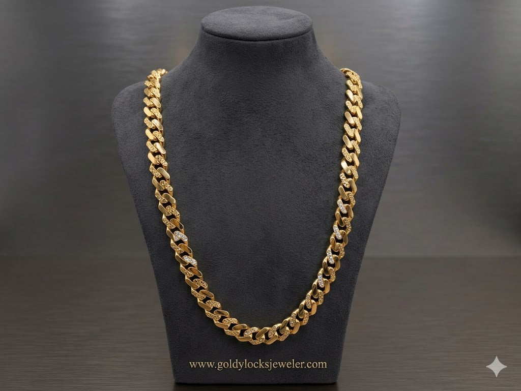 18K Gold Cuban Link Chain | 9.3mm Diamond-Cut | 24" — 38.1g