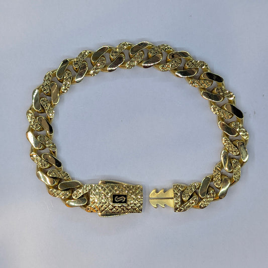 18K Yellow Gold Heavy Cuban Link Bracelet – 11mm Diamond Cut | 8.5" | 19g