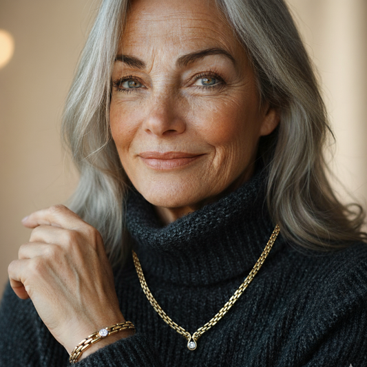 14K YELLOW GOLD PANTHER LINK DIAMOND NECKLACE