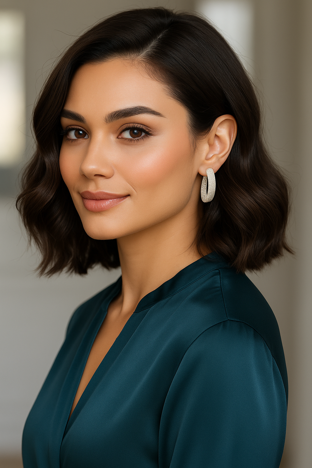 14K White Gold Diamond Pavé Hoop Earrings