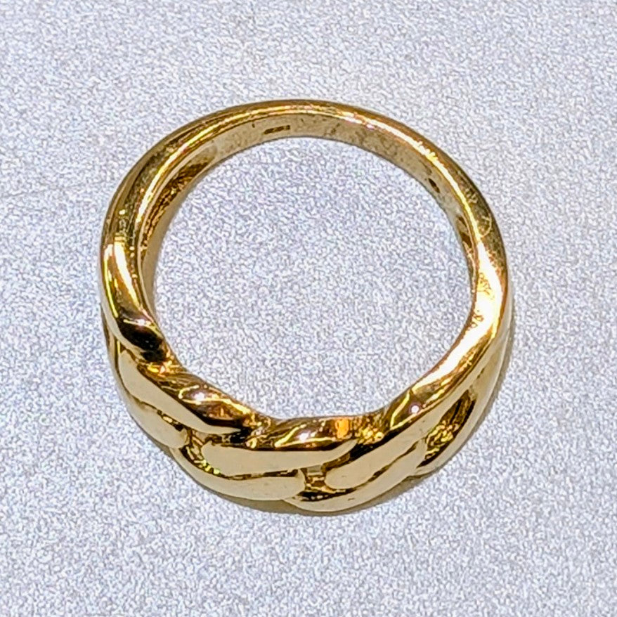 14K Yellow Gold Cuban Link Statement Ring - 10g - Size 10