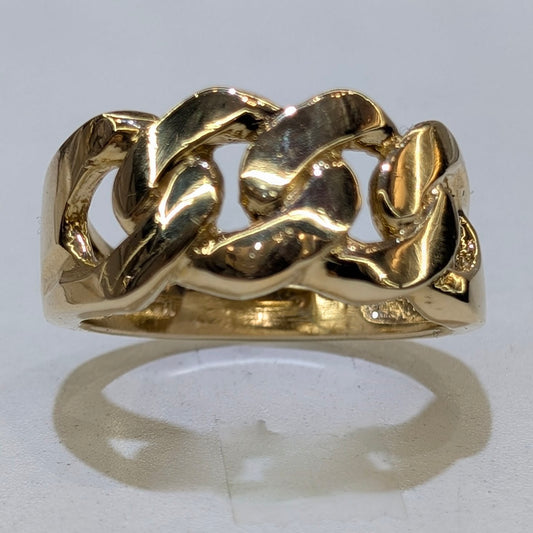 14K Yellow Gold Cuban Link Statement Ring - 10g - Size 10