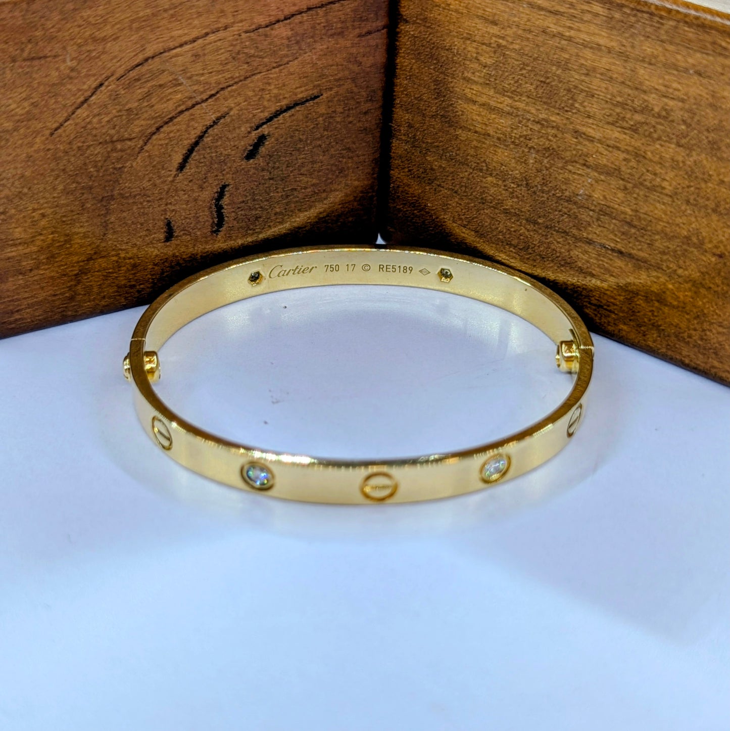 18K Yellow Gold LOVE Bracelet with 4 Diamonds | 30g