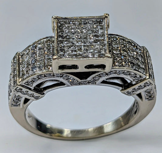 10K White Gold Pavé Diamond Ring — 6.1g | Size 7.5