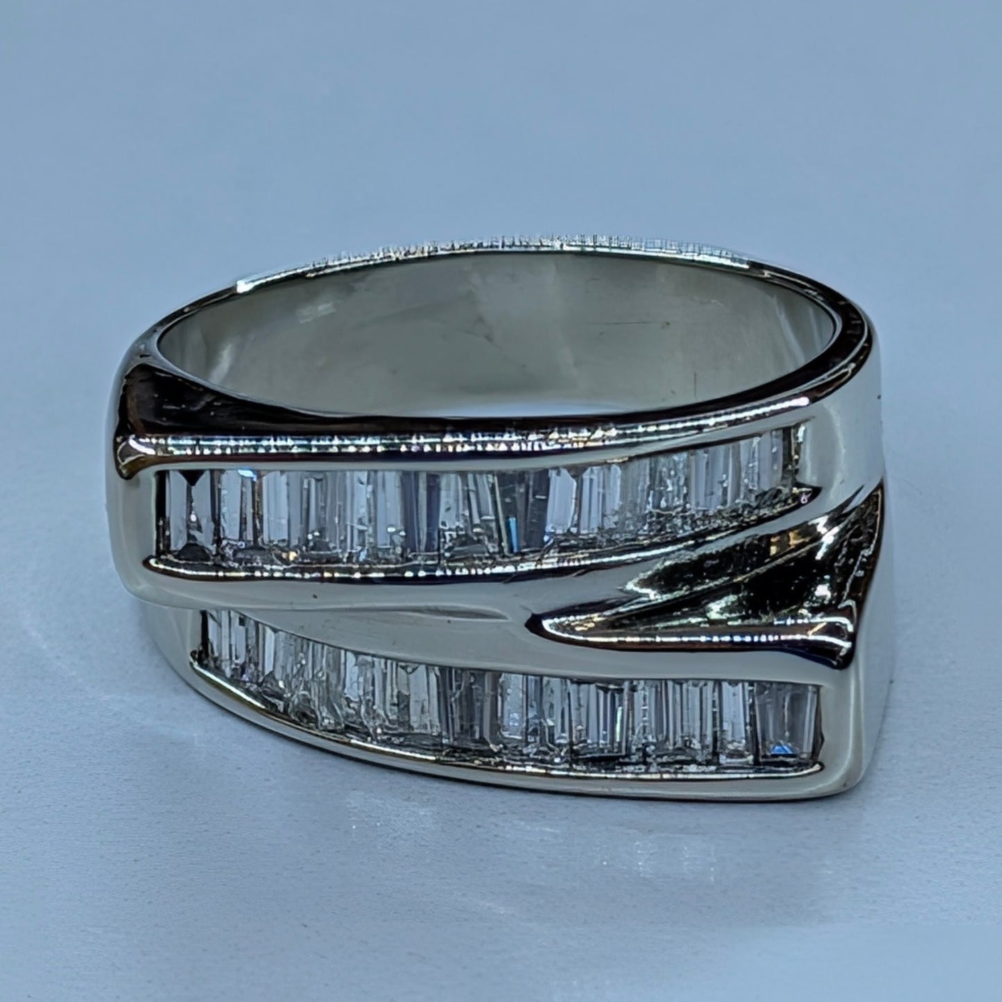 14K White Gold Baguette Natural Diamond Ring — 7.1g | Size 7