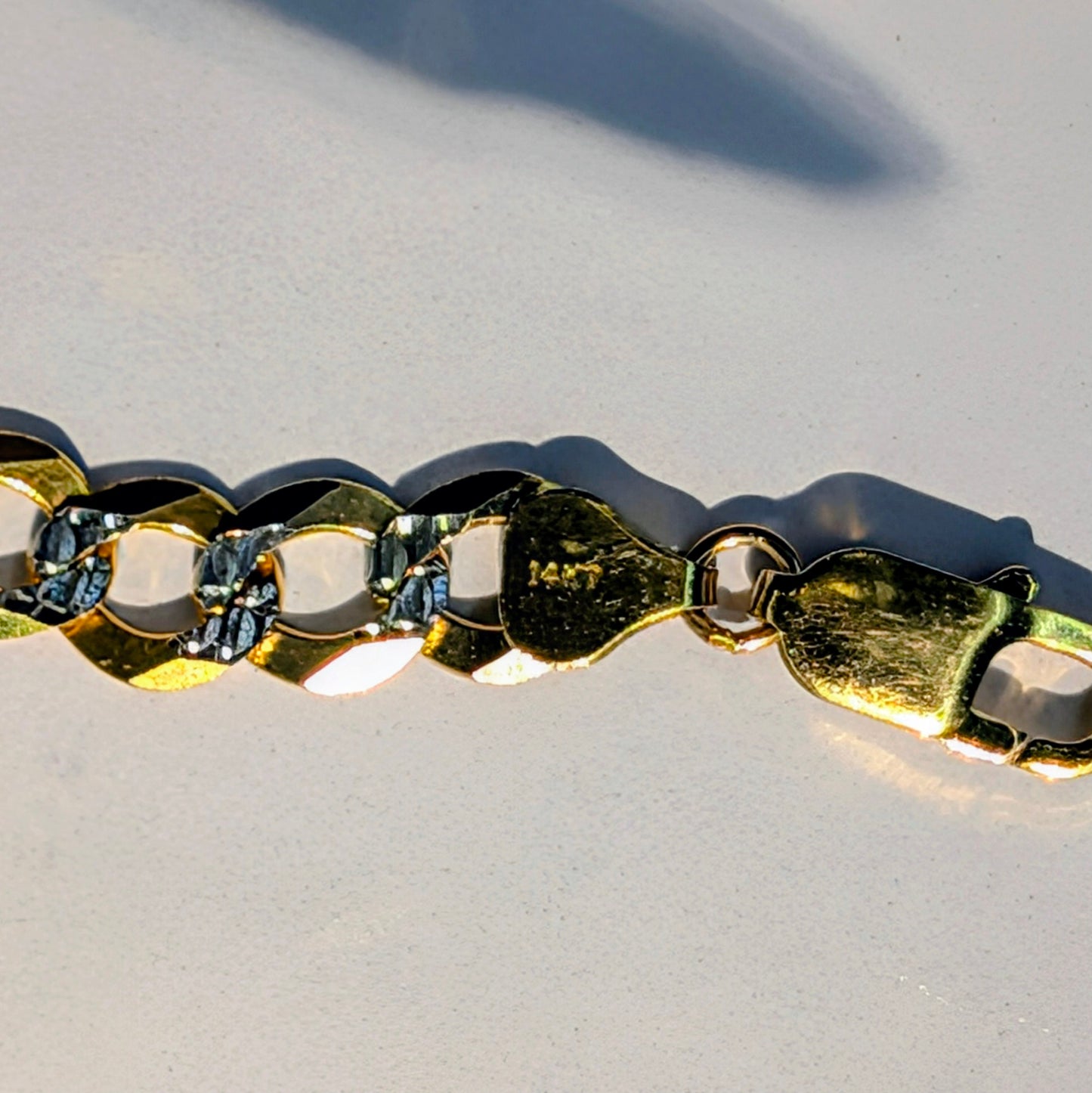 14K Two-Tone Diamond Cut Curb Link Bracelet | 8.5" | 8.25MM | 14g