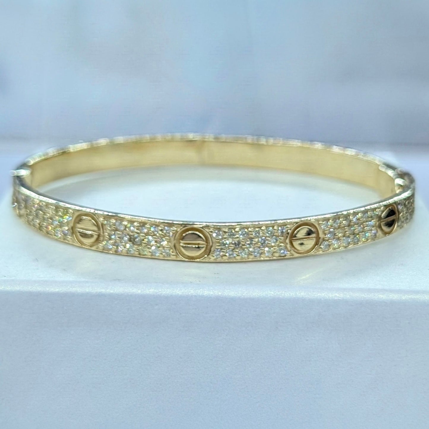 14K Yellow Gold and Diamond Bangle Bracelet