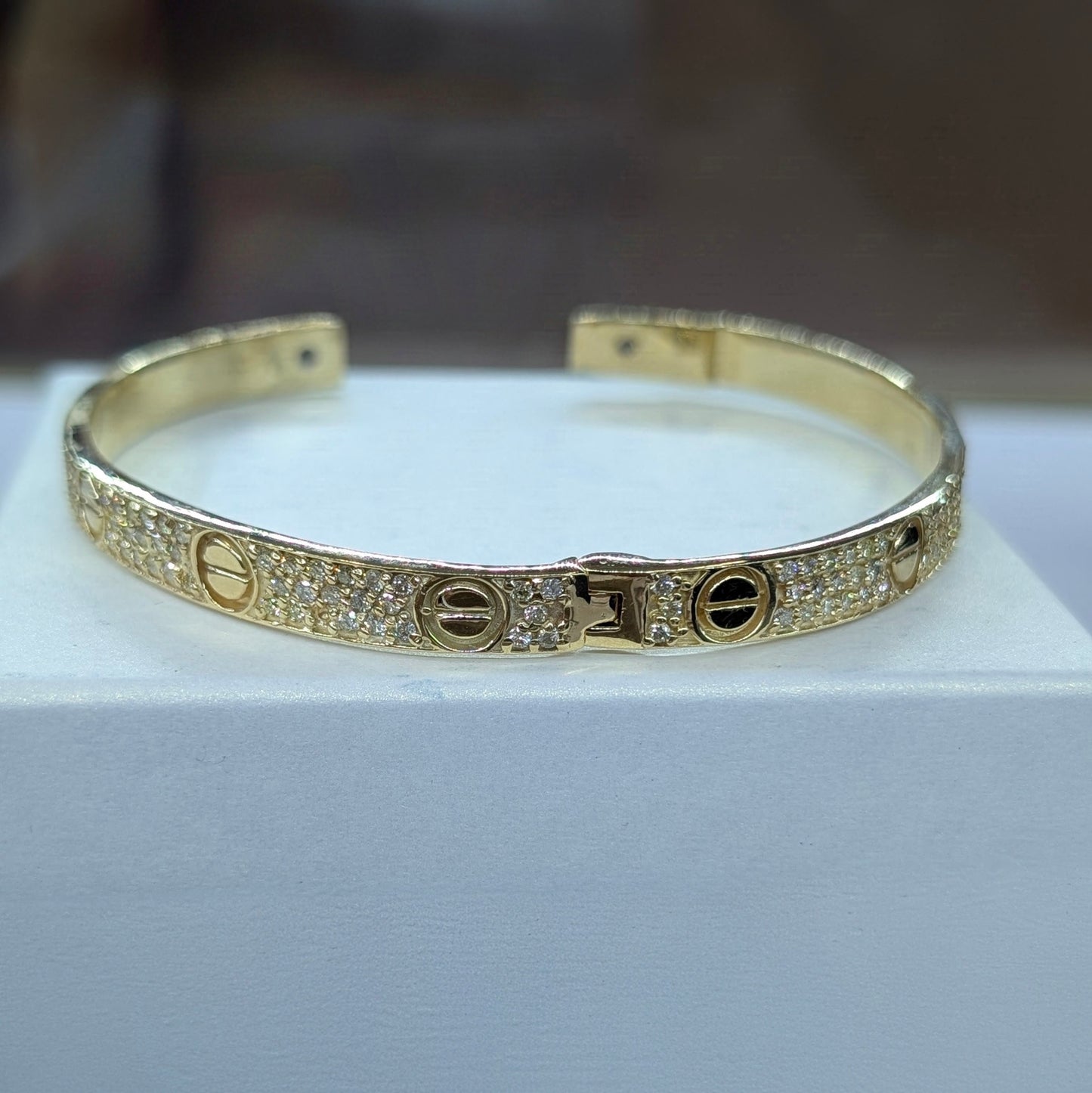 14K Yellow Gold and Diamond Bangle Bracelet
