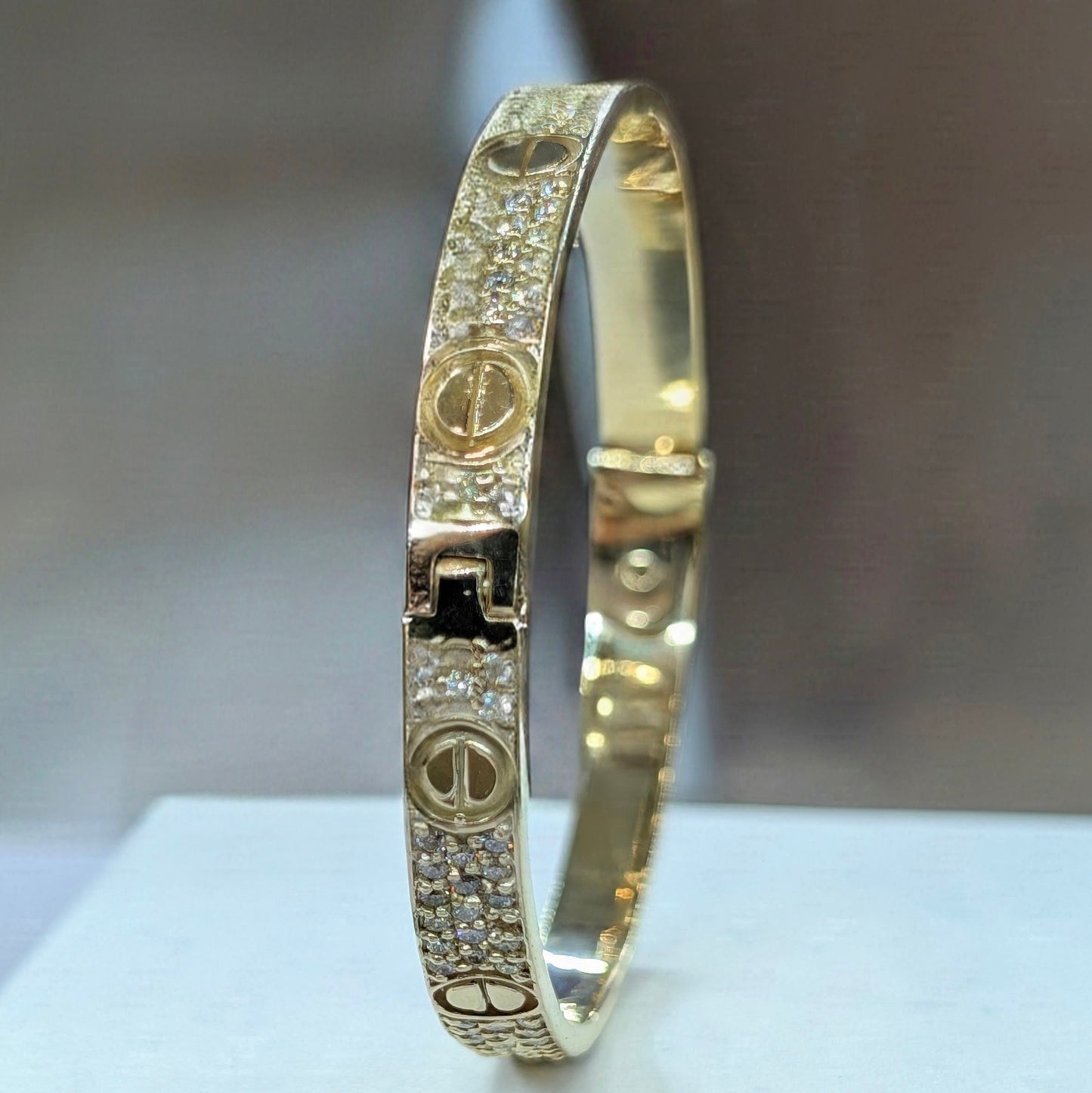 14K Yellow Gold and Diamond Bangle Bracelet