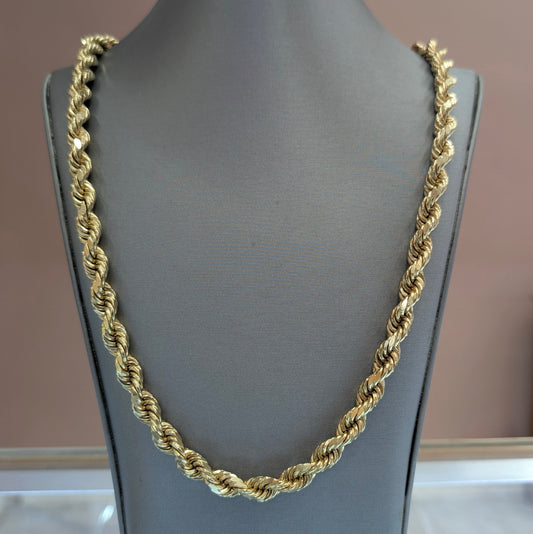 14K Solid Yellow Gold Rope Chain Necklace – 26", 5.7mm, 61.7g