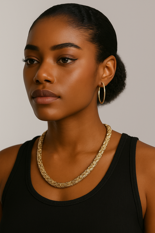 14K Yellow Gold 9mm 20" Byzantine Necklace