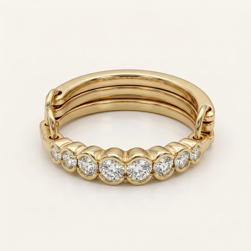 14K Yellow Gold Multi-Style Diamond Transformer Ring, Size 6