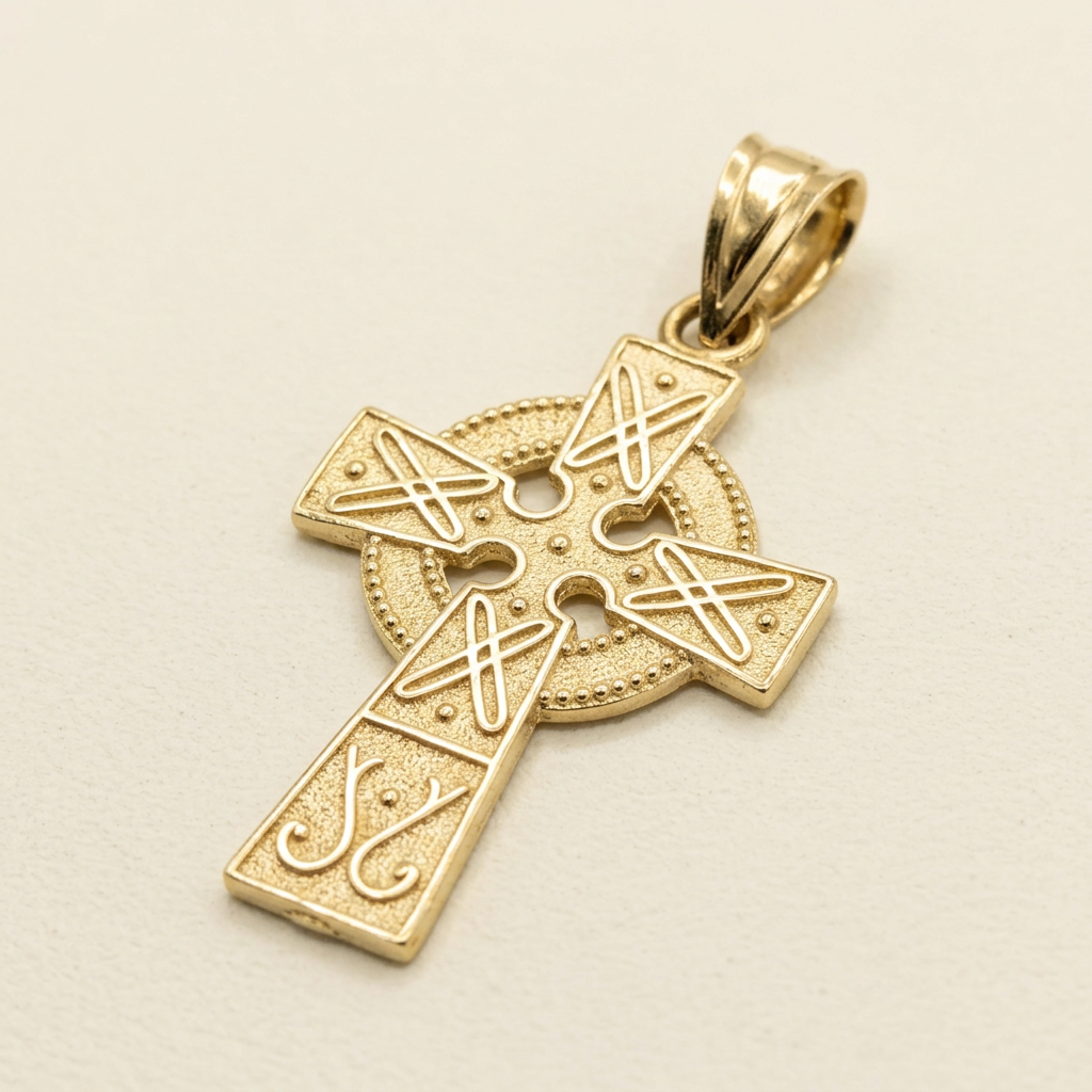 Celtic Cross Pendant in 14K Yellow Gold, 14 × 20 mm