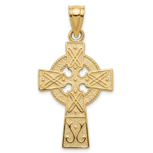 Celtic Cross Pendant in 14K Yellow Gold, 14 × 20 mm