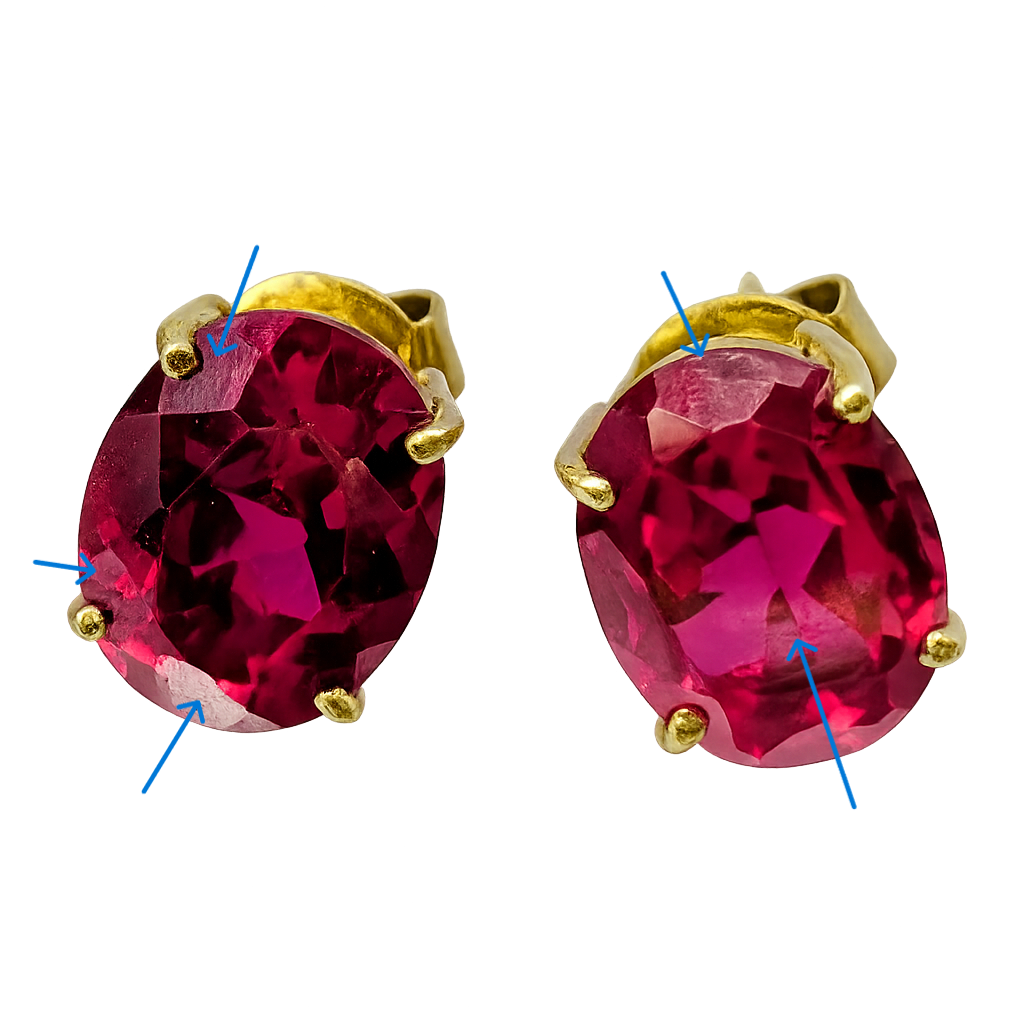 3 Carat Oval Ruby Stud Earrings in 14K Yellow Gold