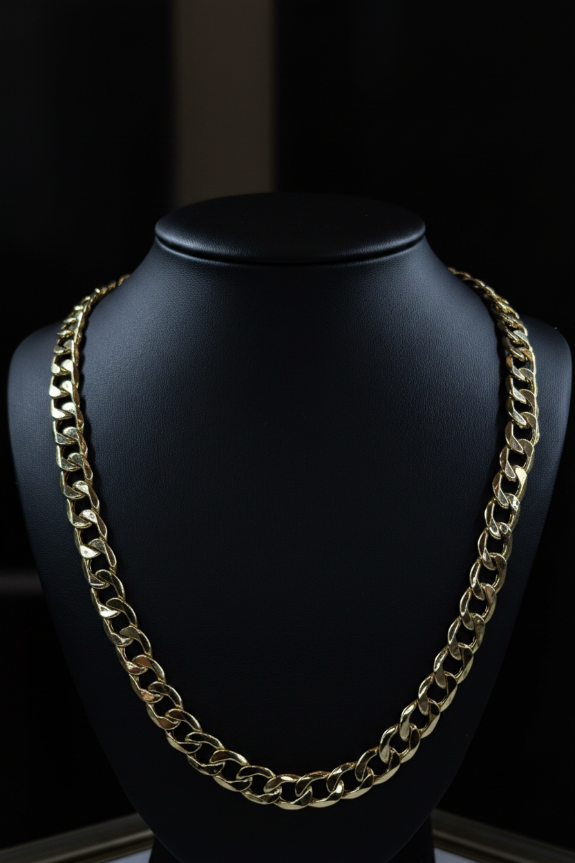 Gold Cuban Link Chain on Bust