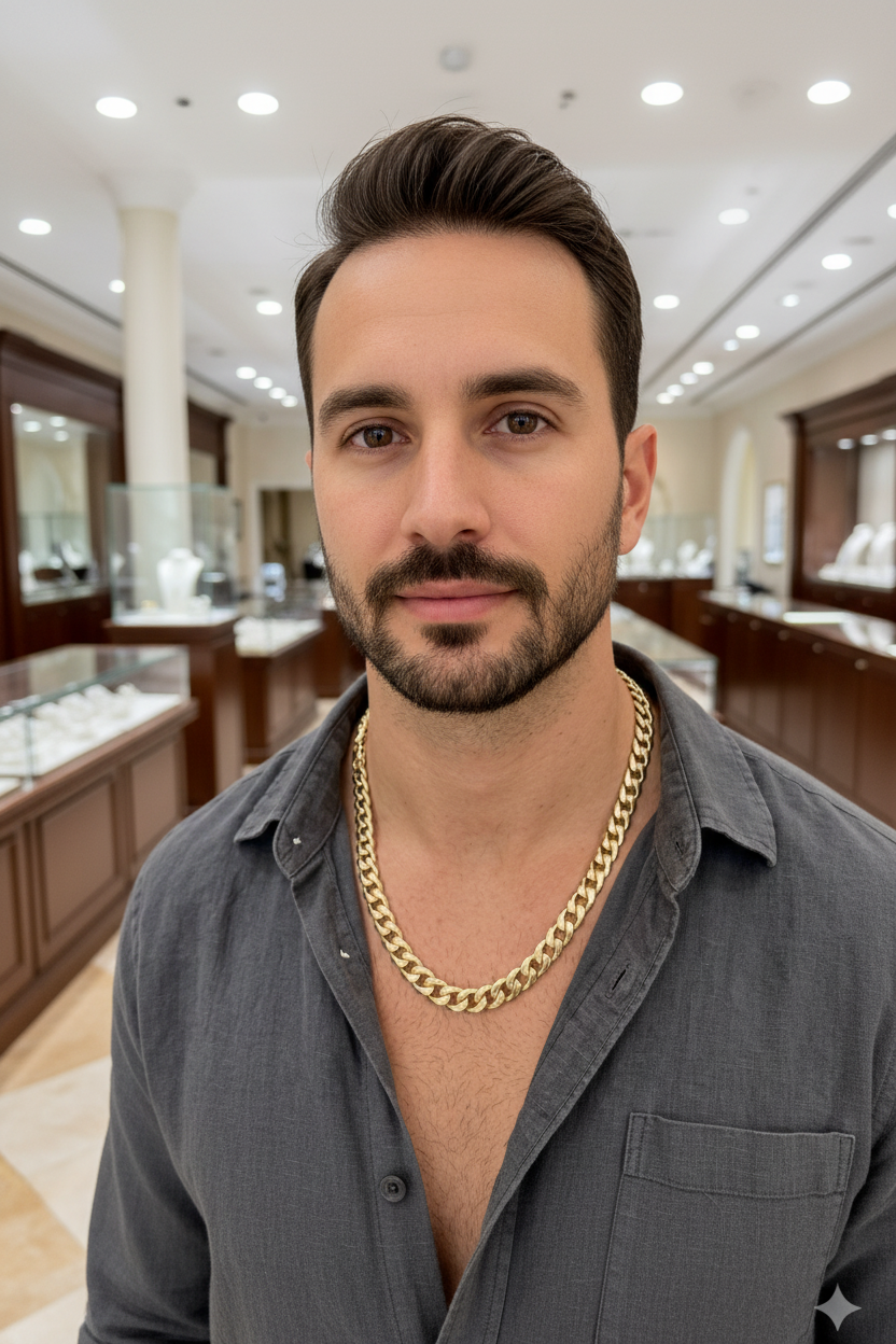 Gold Cuban Link Chain Worn