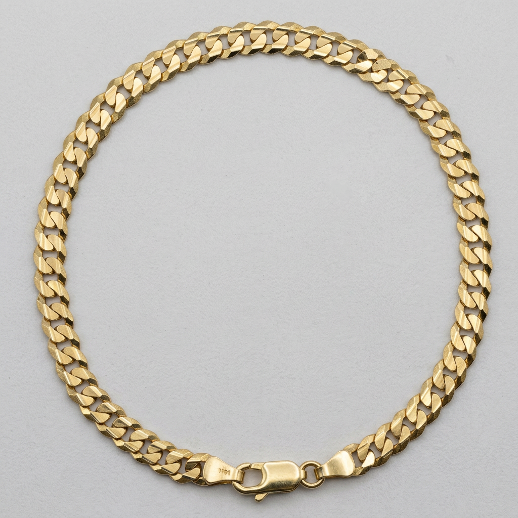 14K yellow gold 5mm Cuban link bracelet in an oval, 8 inches long