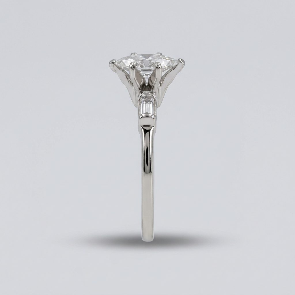 Side profile of G385 white gold diamond ring