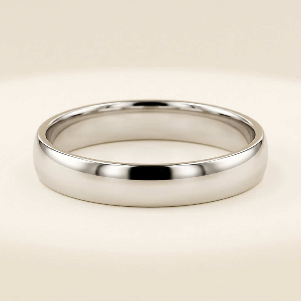 Front view of G400 plain 3.7mm white gold wedding band