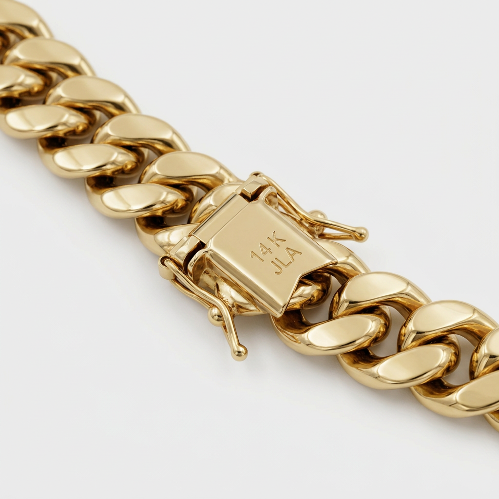 G350 yellow gold box clasp and side safety catches