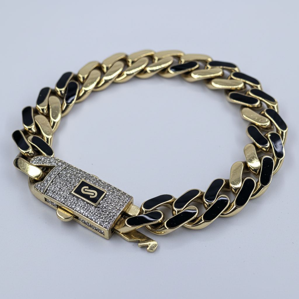 14K Yellow Gold Monaco Cuban Link Bracelet – 45° Angle Detail