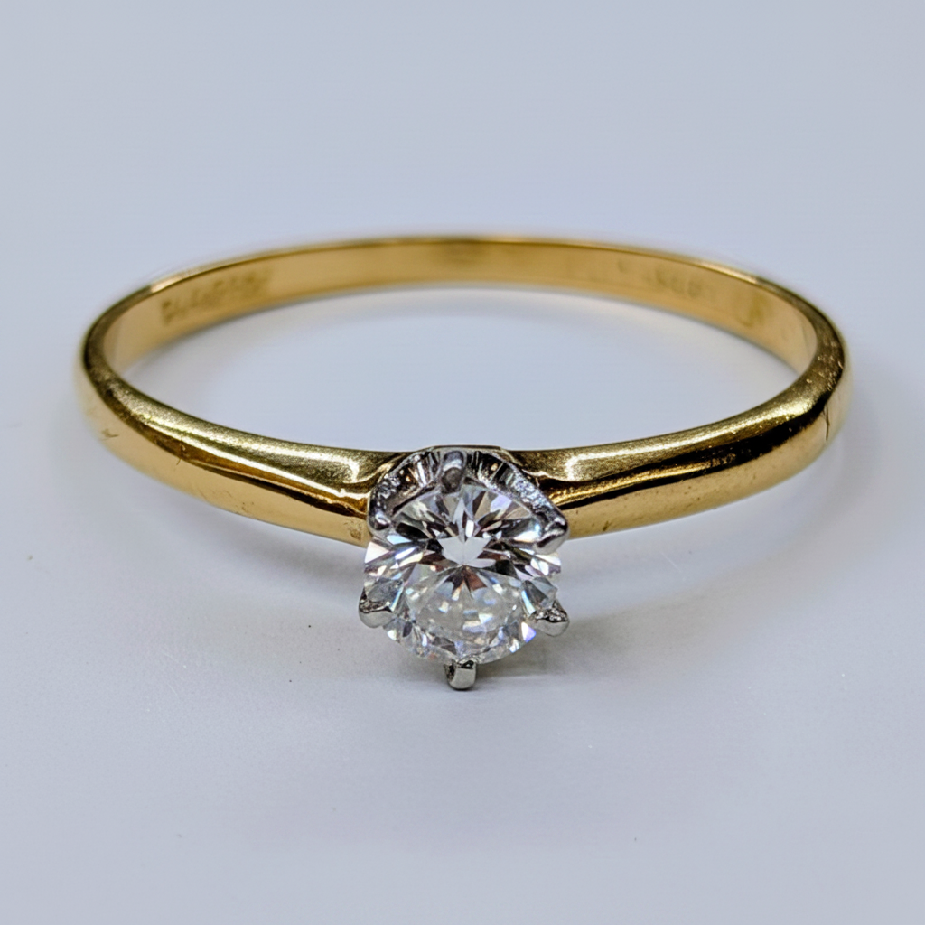 14K Yellow Gold CZ Solitaire Ring – Front View