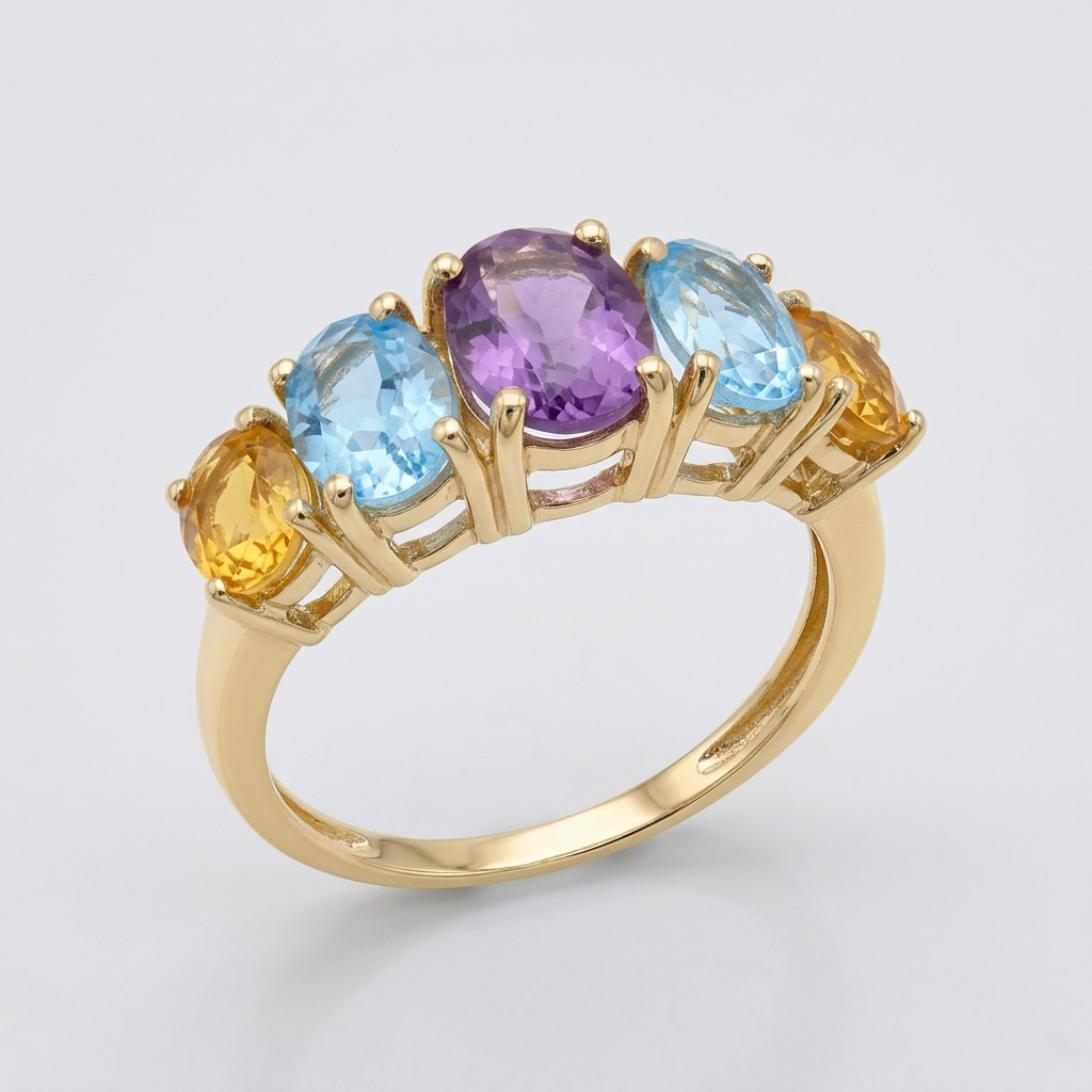 Angled view of R273 ring showing raised prong settings and open gallery
