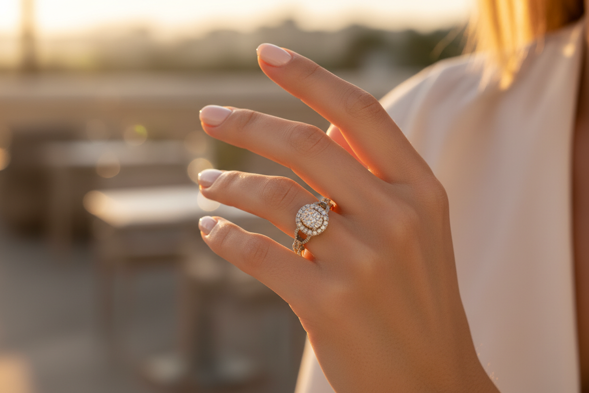 14K White Gold Oval Diamond Cluster Ring – lifestyle on hand
