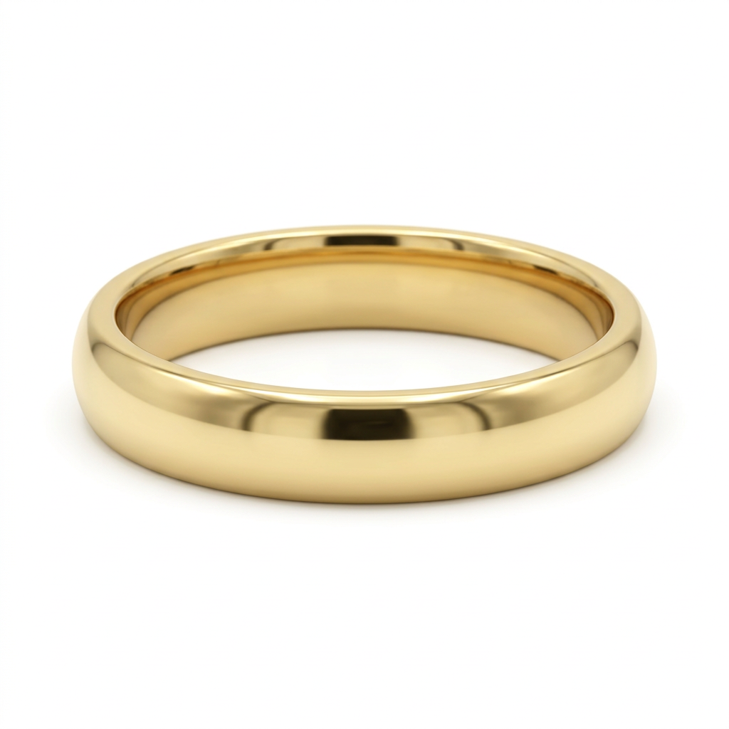 Side profile of G373 yellow gold half-round wedding band