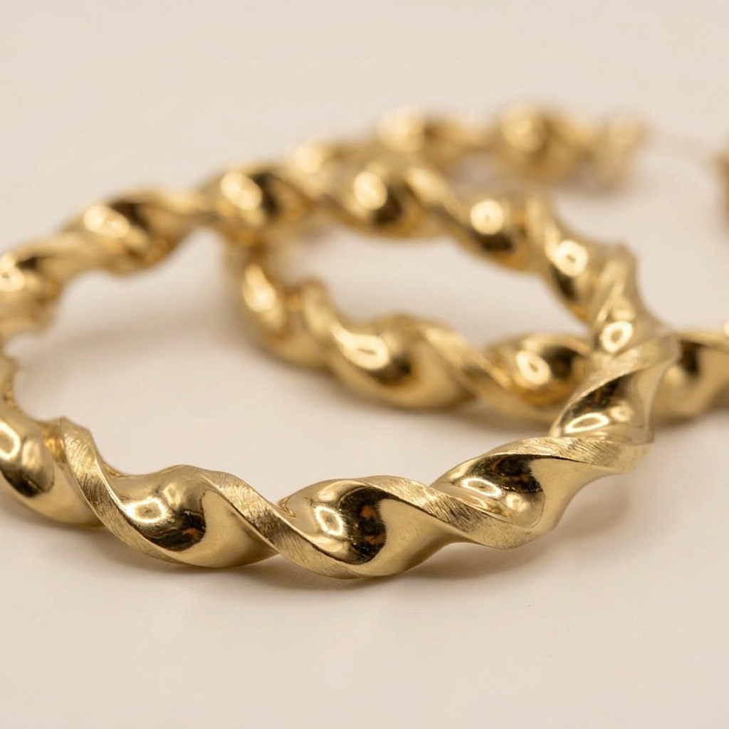 Close-up of polished and textured twisted gold details