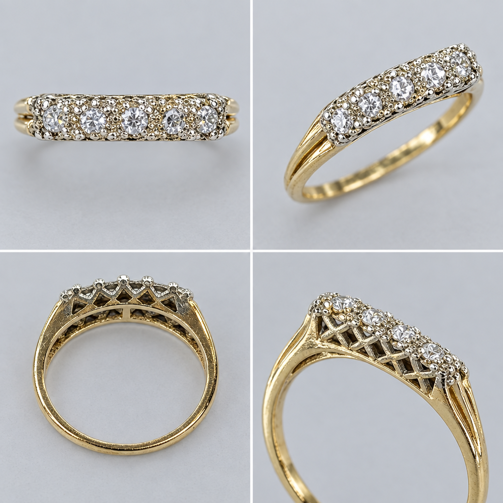 Close-up of the diamond settings and X lattice gallery