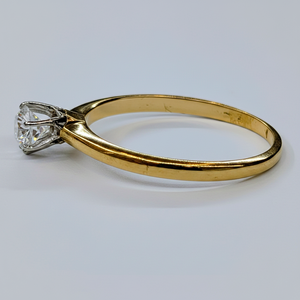 14K Yellow Gold CZ Solitaire Ring – Side Profile