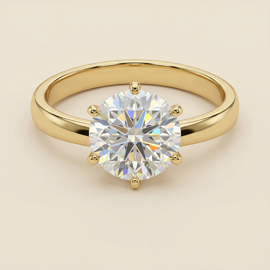 G111 14K yellow gold round cubic zirconia solitaire engagement ring, front detail