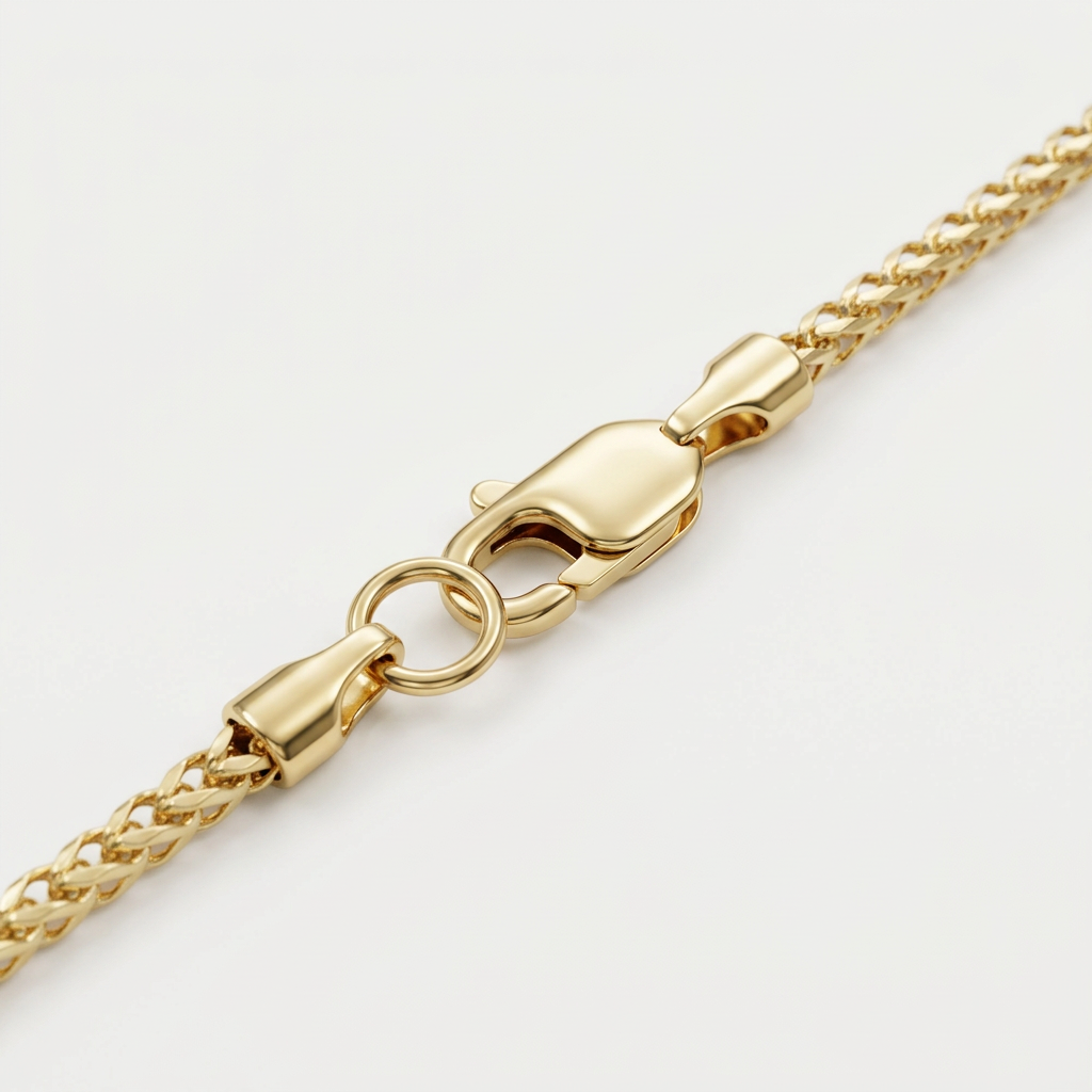 Yellow gold bracelet lobster clasp and connecting ring detail