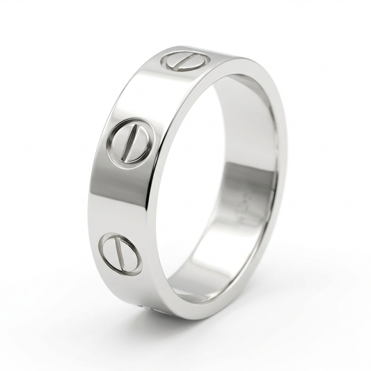 AI-generated studio view of G561 with bright polished white gold finish
