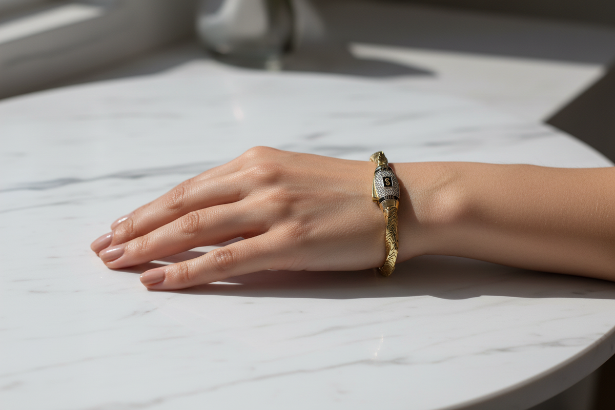 10K Gold Monaco Fancy Link Bracelet worn on wrist lifestyle shot