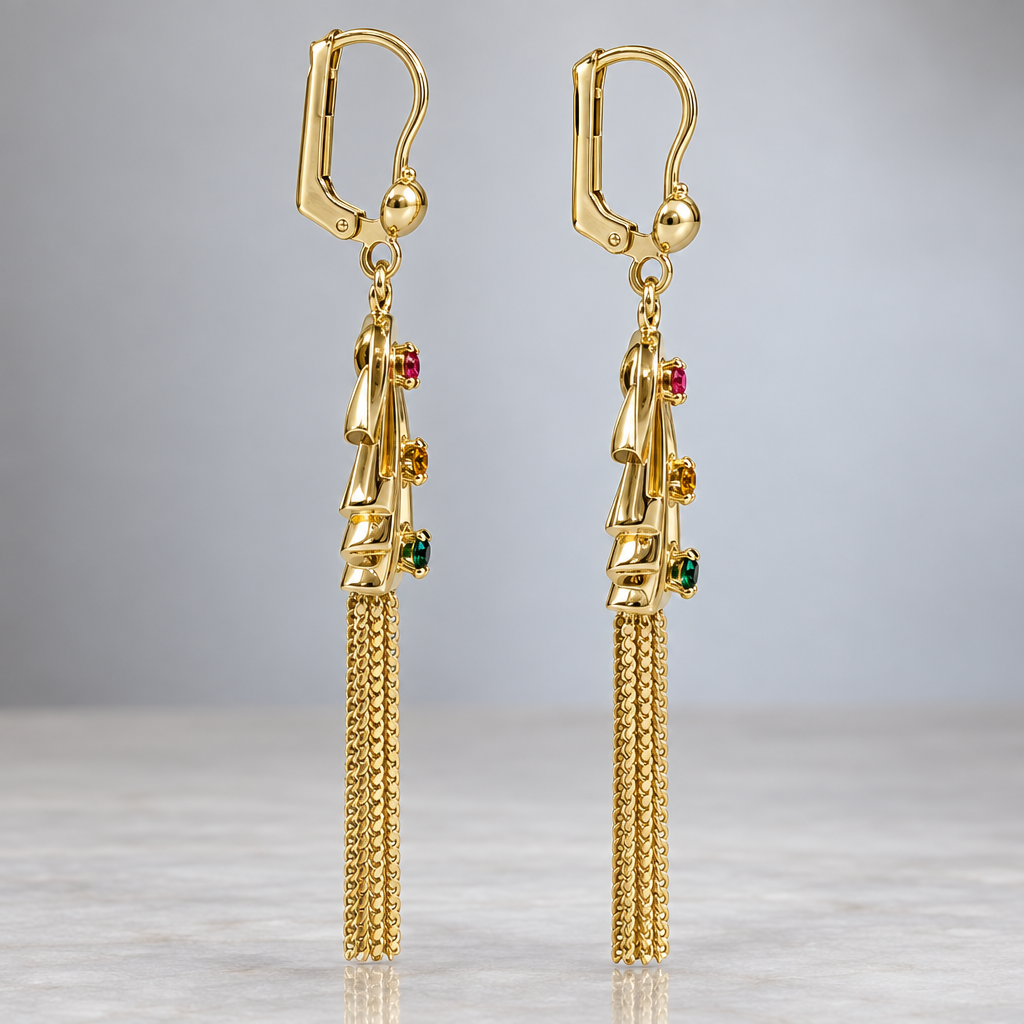 Side detail of chandelier earring and leverback closure