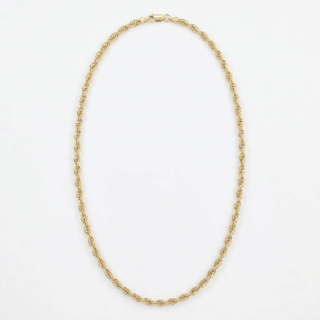 14K yellow gold 3.25mm Prince of Wales chain necklace, 24 inches, on white background