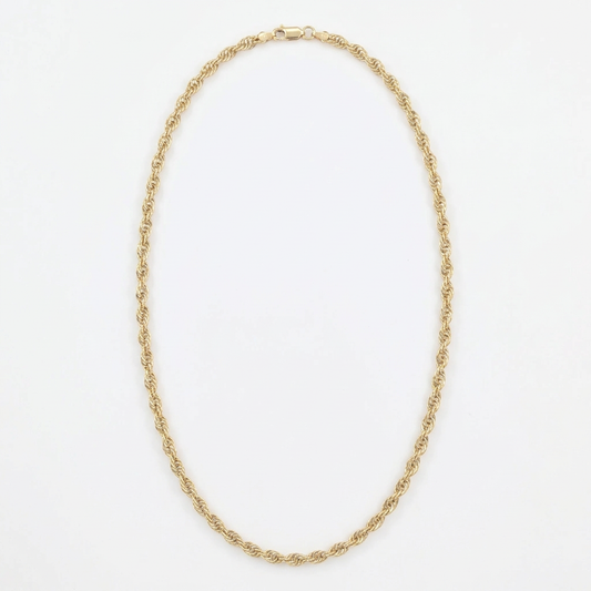 14K yellow gold 3.25mm Prince of Wales chain necklace, 24 inches, on white background