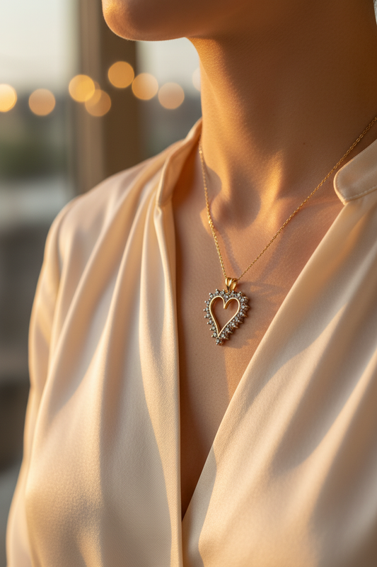 Lifestyle - 10K Yellow Gold Diamond Heart Pendant