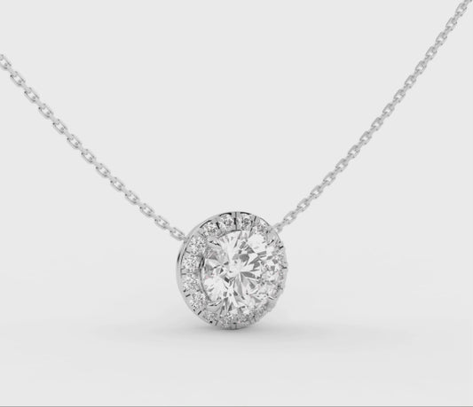 Round Halo Diamond Necklace