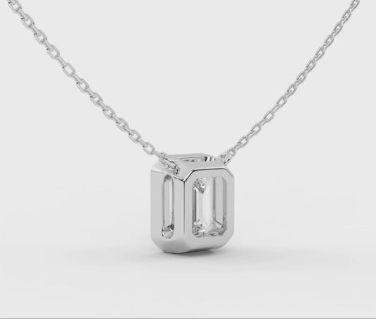 Emerald-Cut Bazzle Diamond Necklace